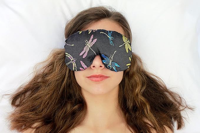 Candi Andi Handmade Weighted Sleep Eye Mask Yoga Pillow - Flax Seed Fill - Lavender Scented - Dragonfly Nite - TEMFL-DF