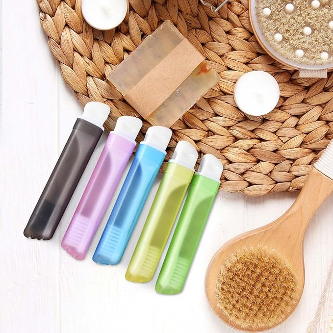 WSSROGY 5 Pack Potable Folding Travel Toothbrush Bulk for Travel, Business Trip, Camping