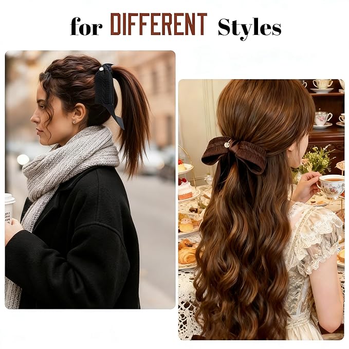 3Pcs Knitted Bow Banana Hair Clips Set, Cable Knit Hair Accessories with Satin Ribbon for Women Girls, Non-Slip Hair Women Daily Clamps for Medium/Thin/Fine Hair (NOT for Thick Hair)