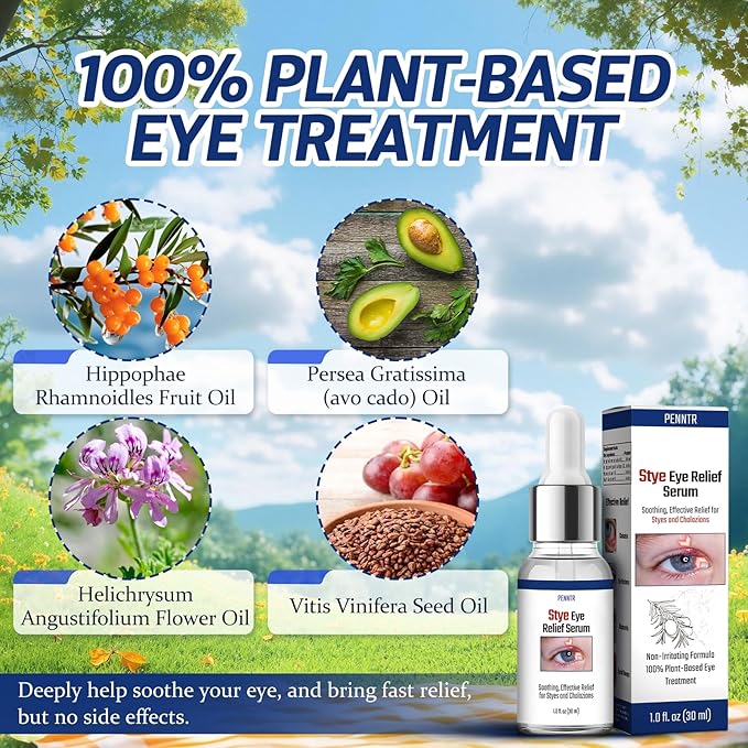 Stye Eye Treatment, Chalazion Treatment Serum, Stye & Blepharitis Remover with Hippophae Rhamnoides Fruit, Helichrysum Angustifolium Flower & Persea Gratissima Oil ((1 Fl. OZ (Pack of 1)))
