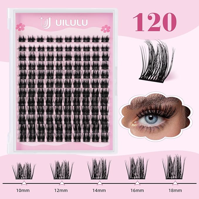 Lash Clusters 10-18mm Natural Lashes Clusters D Curl False Eyelash Clusters DIY Eyelash Extensions Individual Cluster Lashes (U05 Lashes Only)