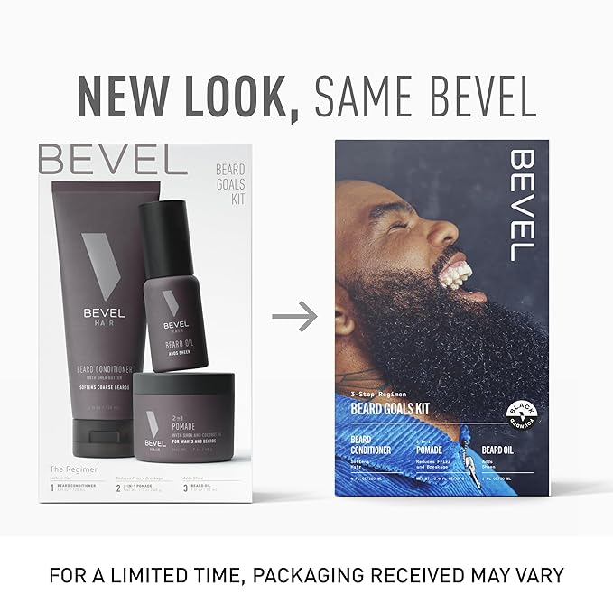 Bevel Mens Beard Grooming Kit - Includes Beard Conditioner, Hair Nourishing Pomade, and Beard Oil to Soften, Hydrate and Strengthen Beard and Reduce Skin Irritation and Redness