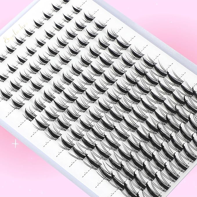Fairy Lash Clusters Kit with Spike, Eyelash Clusters Individual D Curl Fluffy Wispy False Eyelashes Extensions Thin Band with Bond Seal Tweezers Remover DlY Manga Lashes Extension Kit (SMY11-KIT)