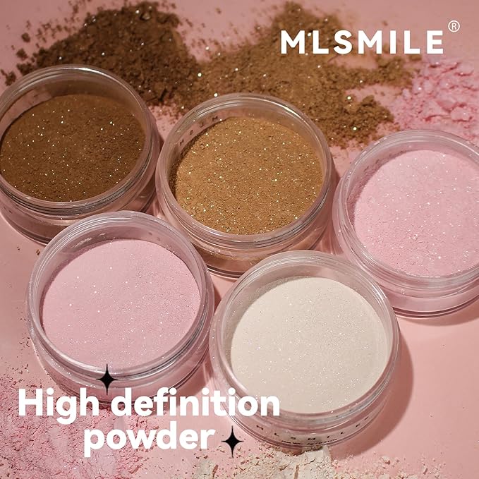 AKARY Pink Translucent Setting Powder, Shimmer Finishing Powder