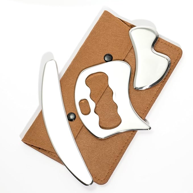 Gua sha Tool gua sha Stainless Steel iastm Tool Gussha Massage Tool Muscle Scraping Tool for Soft Tissue Therapy and Reduce Arms,Back, Legs, Neck Muscle Pain(liandaoshanshao)………