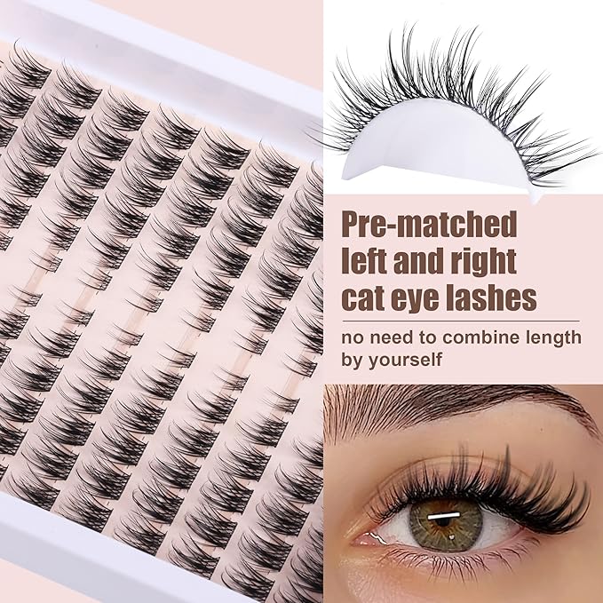 TOOCHUNAG Wispy Lash Clusters Natural Cluster Eyelash Extensions 3D Fairy Individual Lashes Clusters Eyelashes CD Curve Left&Right 7-15mm DIY Lash Extension at Home