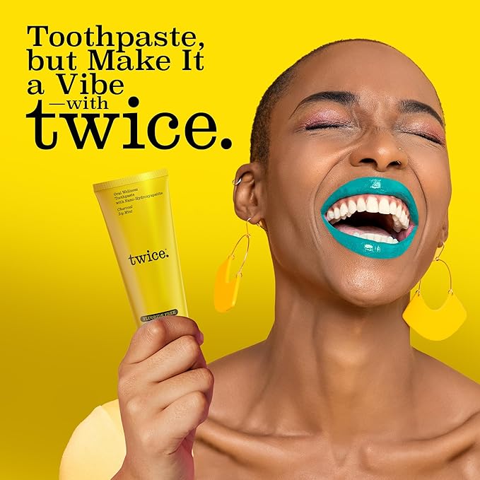Twice Nano-Hydroxyapatite Toothpaste, Fluoride-Free - Helps Remineralize Teeth, Freshens Breath & Activated Charcoal for Teeth Whitening, ICY Mint - 3.4 oz, 3 Pack
