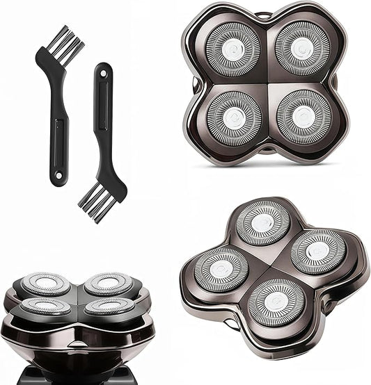 2Pack Professional Replacement Heads for Skull Shaver Pitbull Gold Pro, Silver PRO, Platinum PRO, Butterfly Kiss PRO, Diamond PRO Series… Floating 4 Heads for a Fast, Close and Smooth Shave