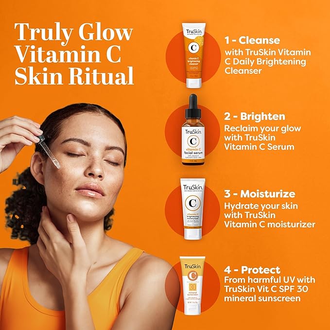 TruSkin Vitamin C Serum for Face – Anti Aging Face Serum with Hyaluronic Acid & Vitamin E – Brightening Formula for Improving Appearance of Dark Spots, Fine Lines & Wrinkles – All Skin Types, 1 fl oz