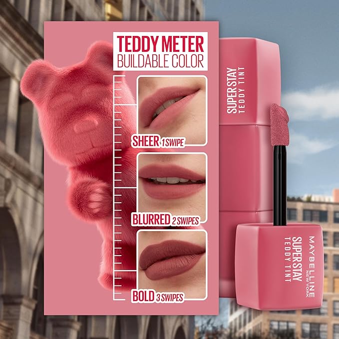 MAYBELLINE Super Stay Teddy Lip Tint, Long Lasting Matte Lipstick For Up To 12HR Wear, Wild At Heart, 1 Count