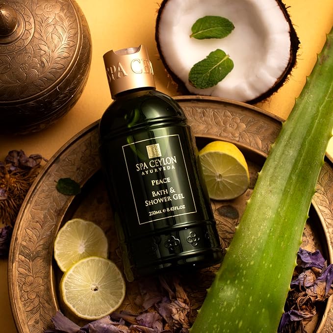 SPA CEYLON Peace Bath and Shower Gel | Lemongrass and Lavender Infused Herbal Body Wash | Hydrating with Aloe Vera, Vegetarian & Cruelty-Free | Promotes Harmony