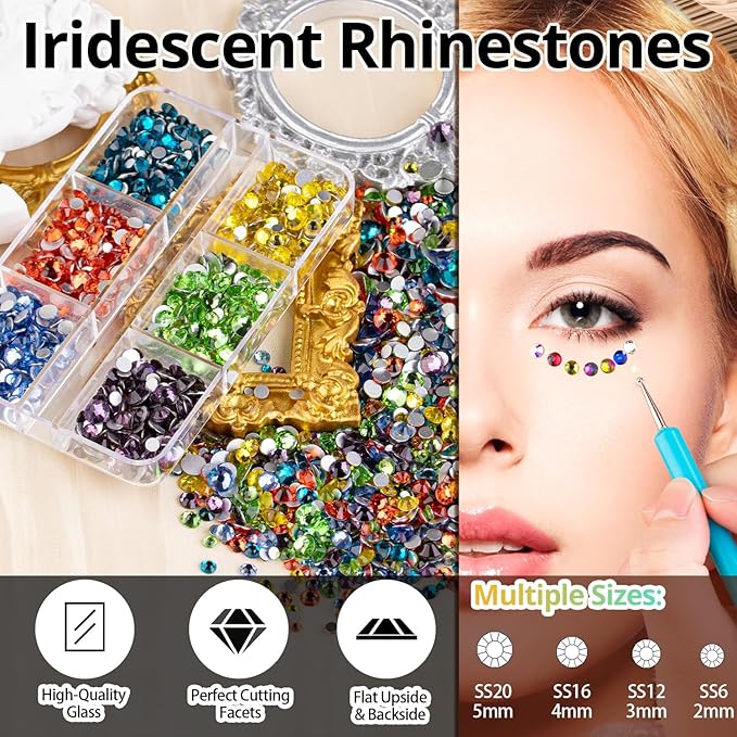 Colorful Face Gems for Makeup Set, Flatback Gorgeous