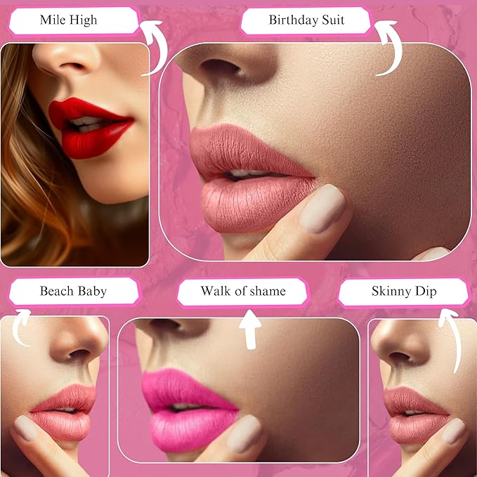 Hickey Lipstick The Vault Collection - 8 Piece Refillable Set - (Walk of Shame, Mile High, Big Trouble, Make Out, Haute Mess, Birthday Suit & More) - Hydrating Lipstick for Women - Vegan & Gluten-Free