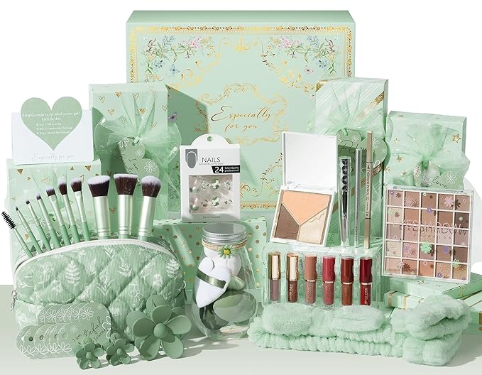Teen Girl Gifts Trendy Stuff, 10 Positive Affirmation Cards & Empowering Challenges to Unlock 10 Wrapped Makeup Gift Set Motivational Birthday Valentines Day Gift Basket for Tween & Teenage Girls