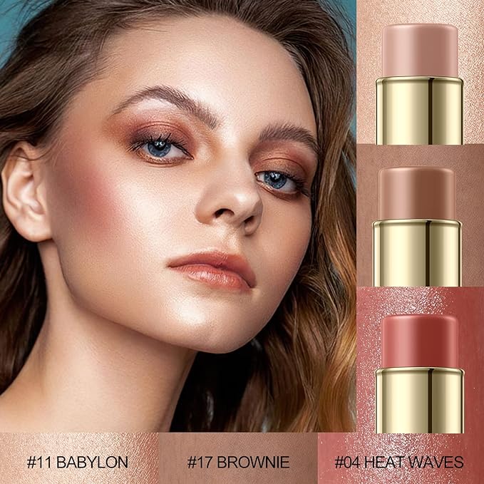 3 Pcs MEDIUM Contour Stick Set,Cream Blush & All Skin