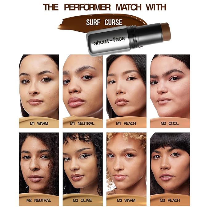 about-face Beach Freak Bronzer Stick Surf Curse– Ultra-Creamy, Vegan Bronzer & Contour Stick with Skincare Benefits – Dewy Finish – Hydrating Formula with Daikon Seed Extract – Medium