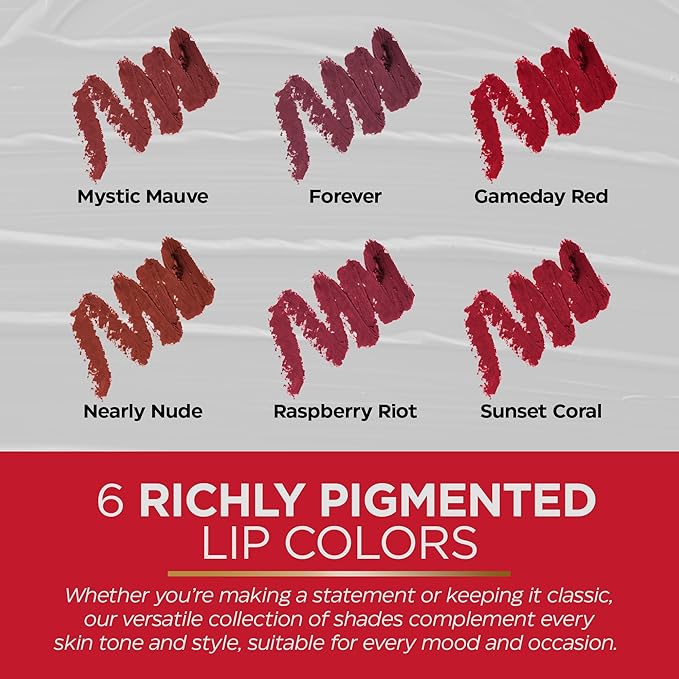 Mirabella - Velvet Matte Lip Crayon, Retractable Highly-Pigmented 2-in-1 Makeup, Long-Lasting Hydrating Lipstick Crayon + Lip Liner, Moisturizing Cream-to-Matte Lipcare Formula, Gameday Red