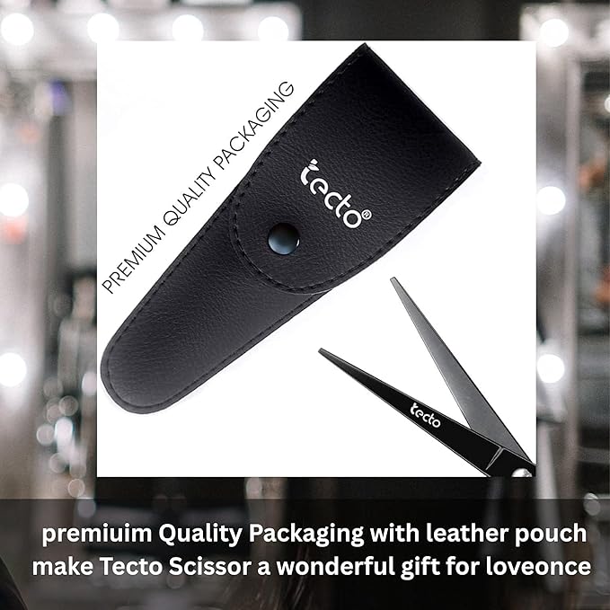 Tecto Barber Scissors, Professional 6.6 inches Stainless Steel Hair Cutting Scissors, Extra Sharp Hair Cutting Scissors For Men/Women with free leather case.