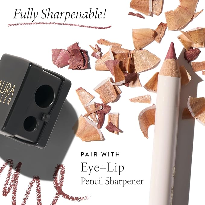 LAURA GELLER NEW YORK Marble Lips Multidimensional Liner, Poetic Pink - Marbleized Smooth Glide Sharpenable Lip Liner for Fuller Lips