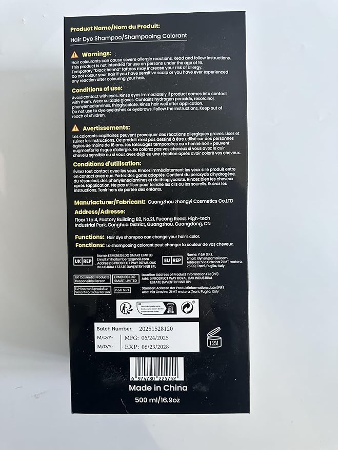IIIMEIDU MEIDU Black Hair Dye Shampoo 3 in 1, Shampoo for Color Treated Hair 100% Gray Coverage for Women Men, Natural Herbal Ingredients Champu Para Canas pintar el pelo 500ml