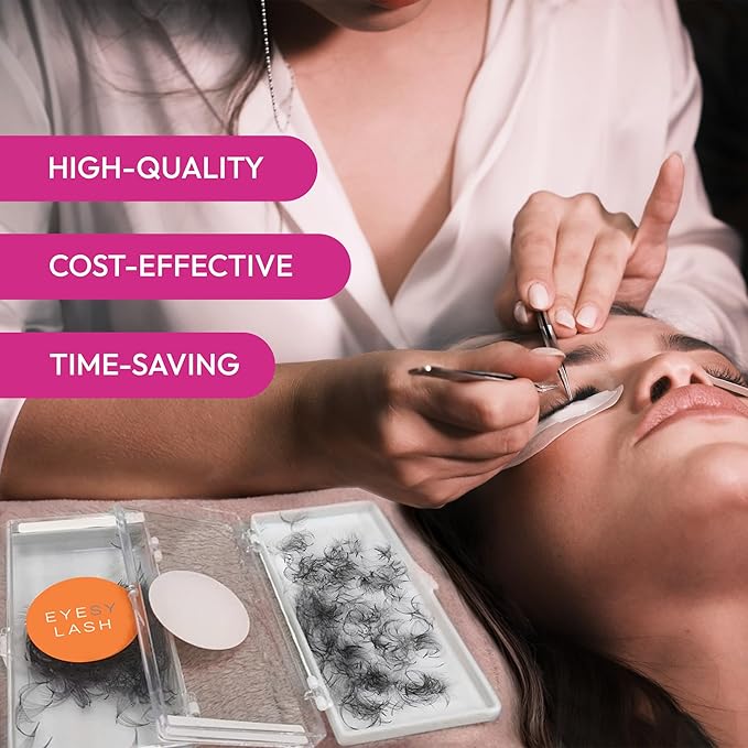 Eyesy Lash 500 Promade Fans - Volume Premade Lash Fans for Eyelash Extensions Pointy Base Handmade Loose Pre Made Eyelashes Middle Stem Soft and Lightweight (5D 0.07 CC 14mm)