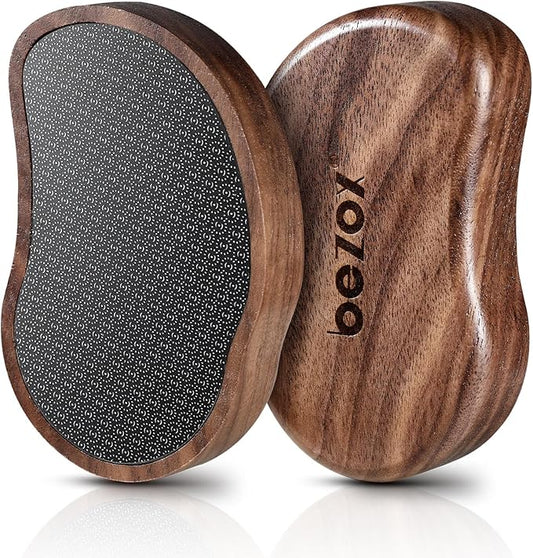 BEZOX Glass Pumice Stone - Nano-Glass Pedi Egg Foot Scrubber for Dead Skin, Eco-Friendly Pedicure Heel File Callus Remover for Silky Smooth Feet - Walnut Wood Handled