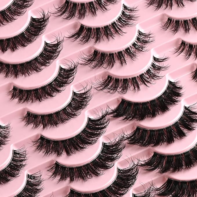 FARRED Lashes Wispy False Eyelashes 4 Styles Cat Eye Fake Lash Strips Natural Fluffy Clear Band Strip Eyelash Pack 20 Pair Mink Short Cateye Lashes Natural Looking Wispies Easy Eye Lash for Beginners