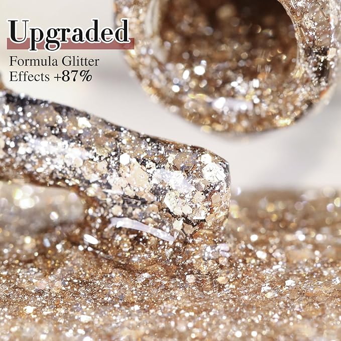 Double Rhythm 15ML Glitter Gel Polish Shimmer Reflective Holographic Color Magnetic for Nail Art Salon DIY at Home (B1117)