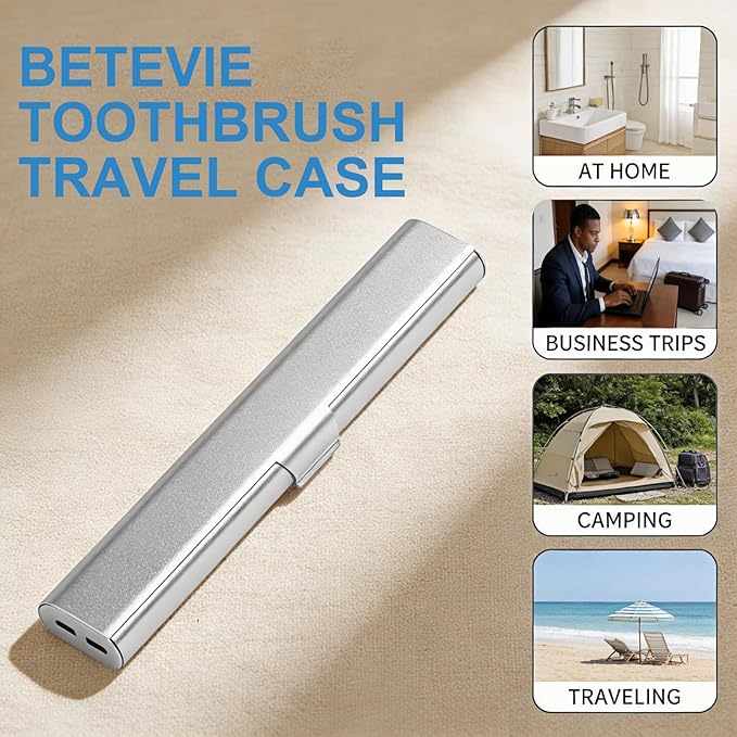 Portable Toothbrush Travel Case: Breathable & Dirt-Proof Hotel Camping Outdoor - Aluminum for Storage Recyclable Traveler (1, Silver)