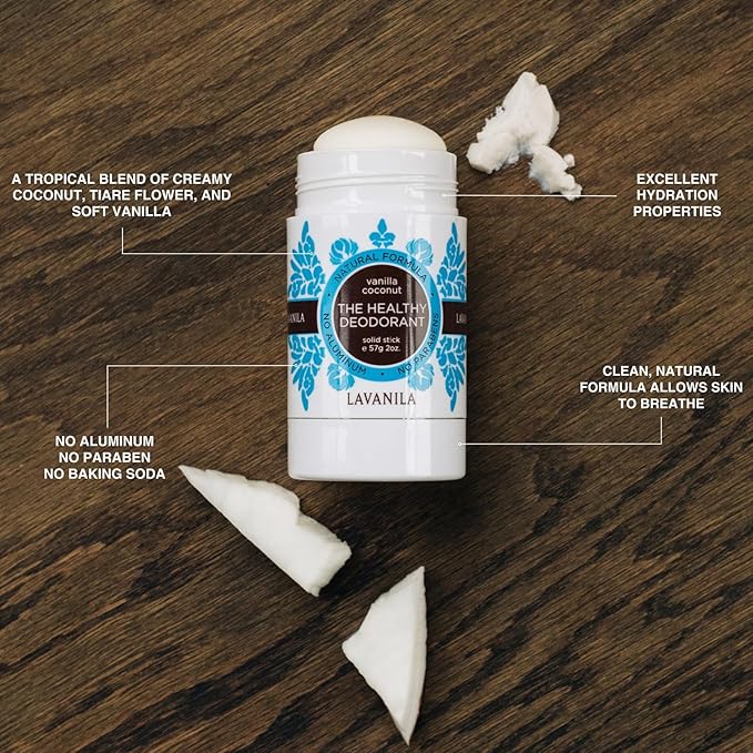 Lavanila Aluminum Free Natural Deodorant for Girls, Vanilla Coconut + Sport Luxe (2oz Each) - The Healthy Deodorant - Solid Stick, Vegan