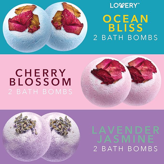Gift Baskets for Women Holiday Gift for Teen Girls Bath Bomb Self Care Gifts for Women Spa Bath Set, Womens Gifts 10 Two Tone Bath Fizzies W Shea & Coco Butter Dry Flower Petals