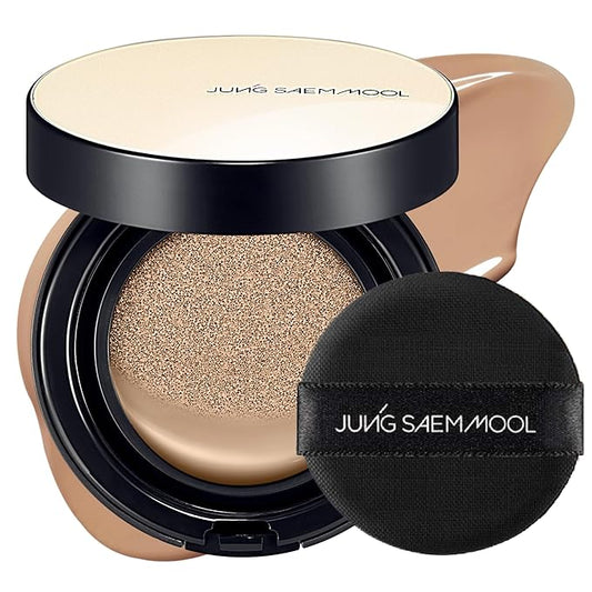 JUNG SAEM MOOL Essential Skin Nuder Cushion | Natural Finish, Buildable Coverage Cushion Foundation by Korean Makeup Artist (Refill Not Included, 0.49 Fl Oz, SPF 50), 25 Bronze
