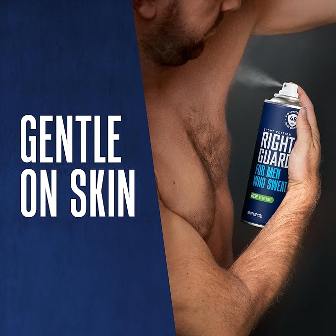 Right Guard Sport Fresh Scent Antiperspirant & Deodorant Spray - 4-in-1 Protection Spray Deodorant For Men, Blocks Sweat, 48-Hour Odor Protection, Quick-Drying, & Long-Lasting, 6oz