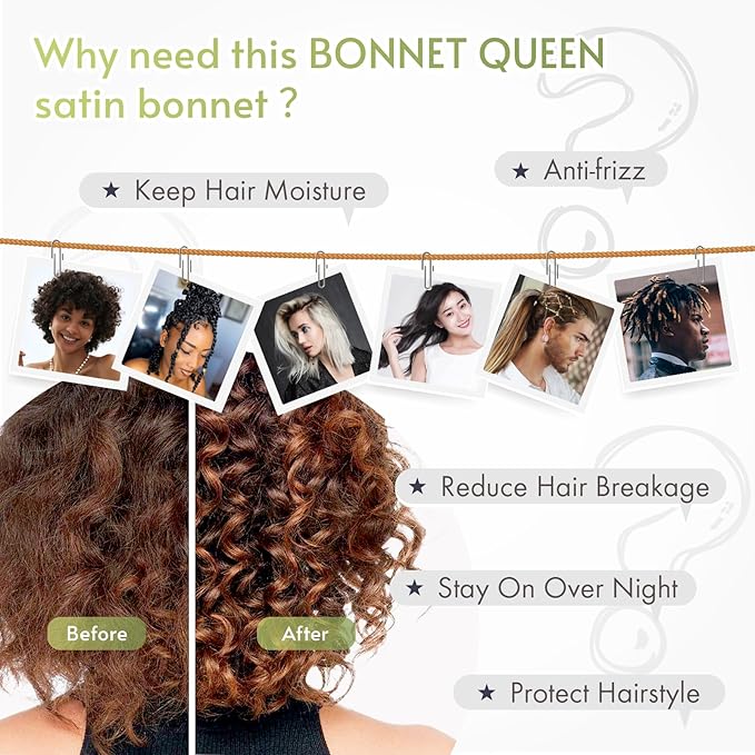 BONNET QUEEN Silk Bonnet for Sleeping Women Satin Bonnet Night Sleep Cap Hair Wrap for All Hair with Adjustable Tie Band,Leopard