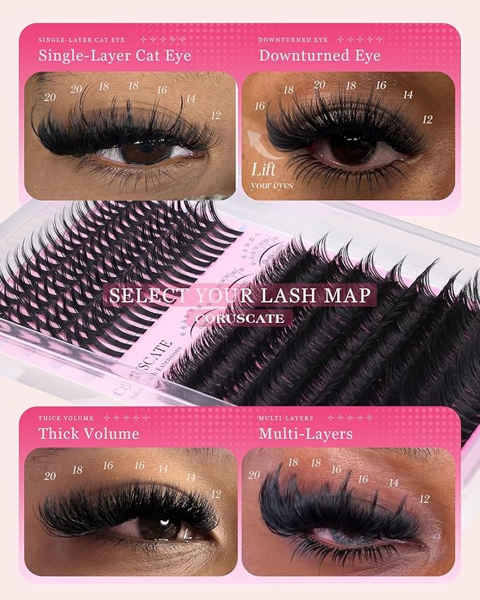 CORUSCATE Lash Clusters with Spikes Cluster Eyelash Extensions 100D Professional Lash Extension Spike Lashes Long 12-24mm Eyelash Clusters Mega Style Individual Lashes Strip Mink Dramatic DIY Eyelash