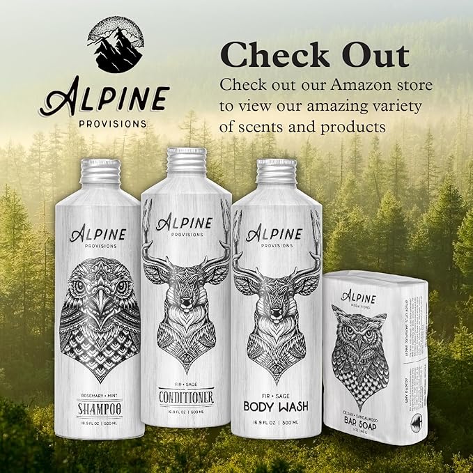 Alpine Provisions Natural & Organic Body Wash with Cedar & Sandalwood – Moisturizing Body Wash with Aloe Vera, Coconut Oil & Essential Oils – Vegan, Sulfate-Free, Plastic-Free – 16.9 fl oz