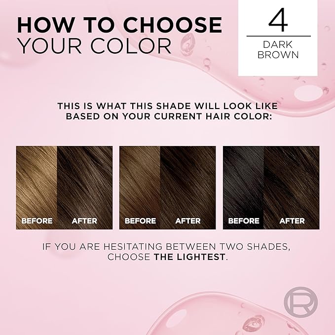 L'Oreal Paris Excellence Crème Permanent Hair Dye, Triple Care Hair Color with Hyaluronic Acid for 100% Gray Coverage, 4 Dark Brown, 1 Kit (Pack of 2) (Packaging May Vary)