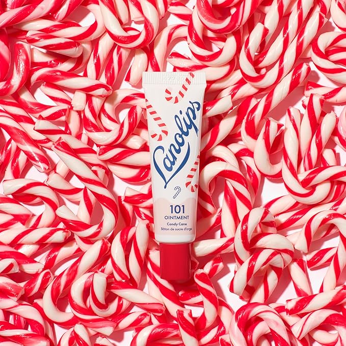 Lanolips 101 Ointment - Lanolin Lip Balm for Smooth, Hydrated & Healthy Lips - Multipurpose Ointment with Lanolin Oil for Dry Cuticles & More - Candy Cane (0.35 oz)