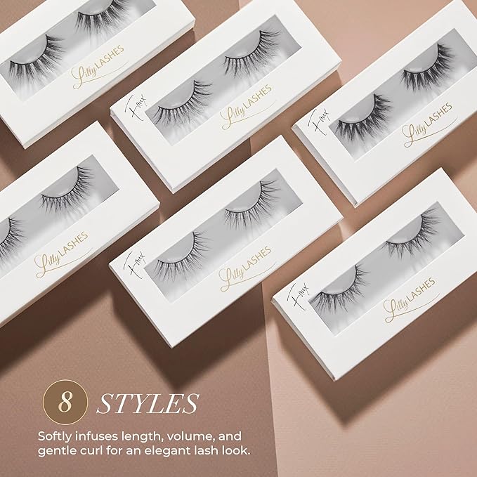 Lilly Lashes Miami Lite Faux Mink Strip Lashes, Light Brown, Reusable, No Glue Included