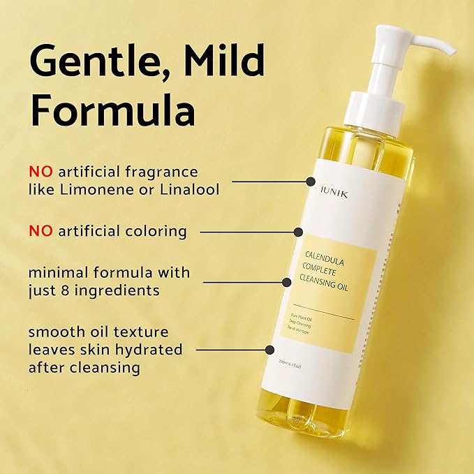 IUNIK Calendula & Jojoba Oil-Infused Vegan Cleansing Oil – Gentle Blackhead Melting & Makeup Remover Facial Cleanser w/Plant-based Oils Korean Skincare