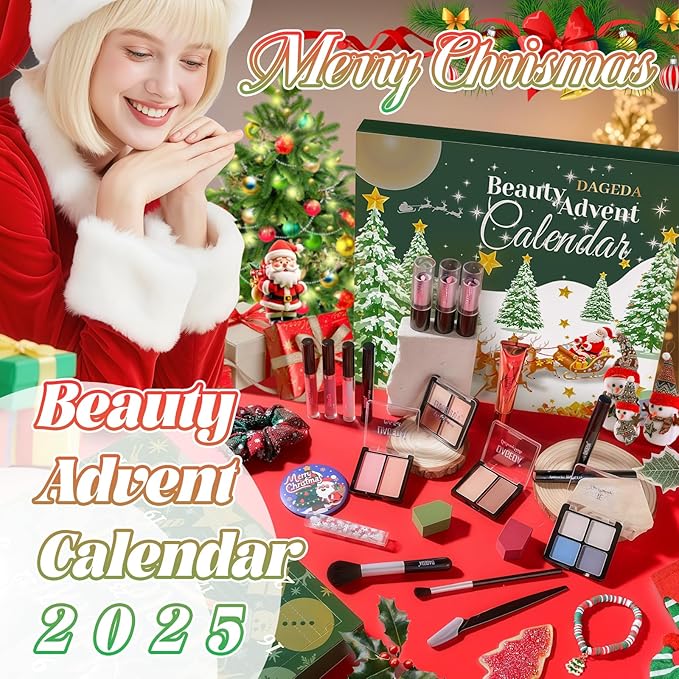 DAGEDA Beauty Advent Calendar 2025,24 Days Christmas Makeup Advent Calendar, Teen Girl Gifts Trendy Stuff Makeup Set, 24 Surprise Christmas Countdown Festival Gifts Set for Mom Wife Girlfriends Sister