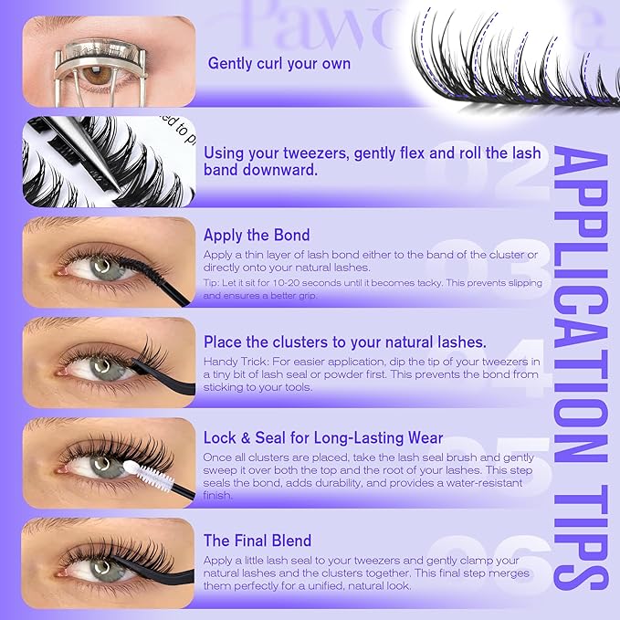 Pawotence Misha Lashes Clusters Wispy Cluster Eyelash Extensions 144pcs Individual Lashes Wet Look 10-18mm Lash Extension DIY False Eyelashes Soft Comfortable Eyelash Clusters