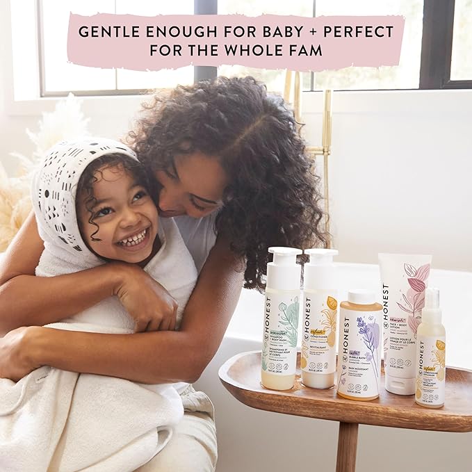 The Honest Company 2-in-1 Cleansing Shampoo Body Wash Gentle for Baby, Naturally Derived, Tear-free, Hypoallergenic, Lavender Calm, 18 fl oz