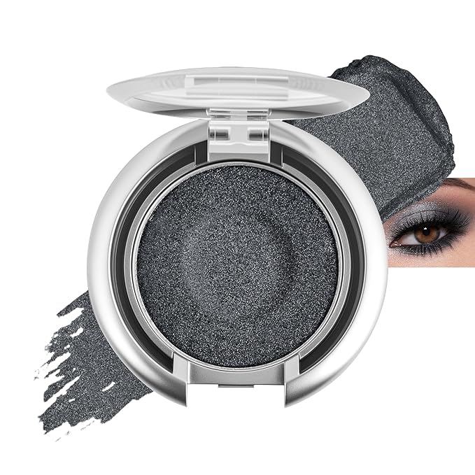 Glitter Eyeshadow,Duochrome Holographic Smoky Black Shimmer Eye Shadow,Chameleon High Pigmente Sparkly Shadows Palette，Iridescent Metallic Eye Highlighter，Makeup for Rave，LongWear,05#