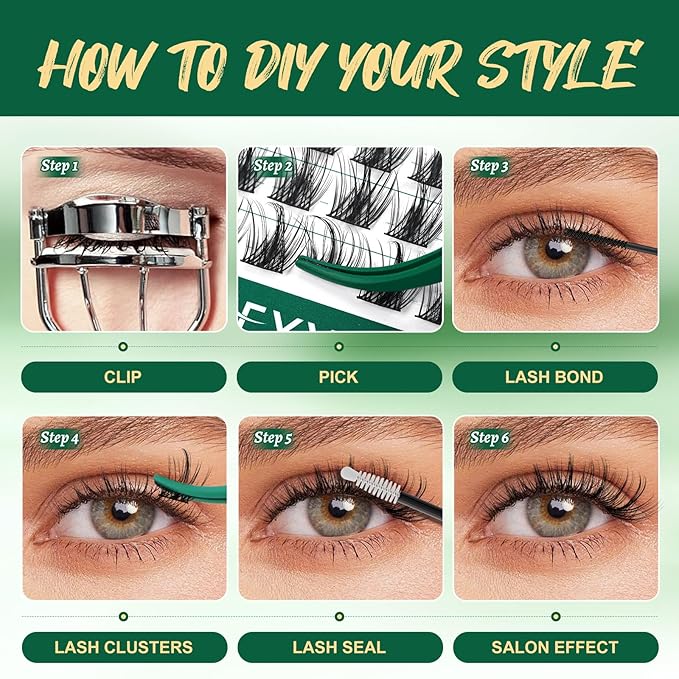 Lash Clusters,96 Pcs Cluster Lashes D Curl 16mm DIY Lash Extensions Eyelash Clusters,KEYYOU Volume Wispy Individual Lashes Soft&Comfortable Easy DIY at Home(Y09,D-16mm)