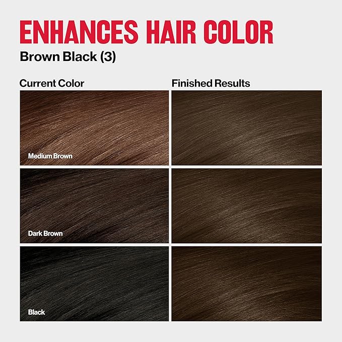 Revlon ColorSilk Tone + Gloss + Care Demi Permanent Hair Color, Dye Kit with Leave-In Scalp and Haircare Serum, 2x Shinier, 4x Stronger, 3 Brown Black, 4.5 fl oz