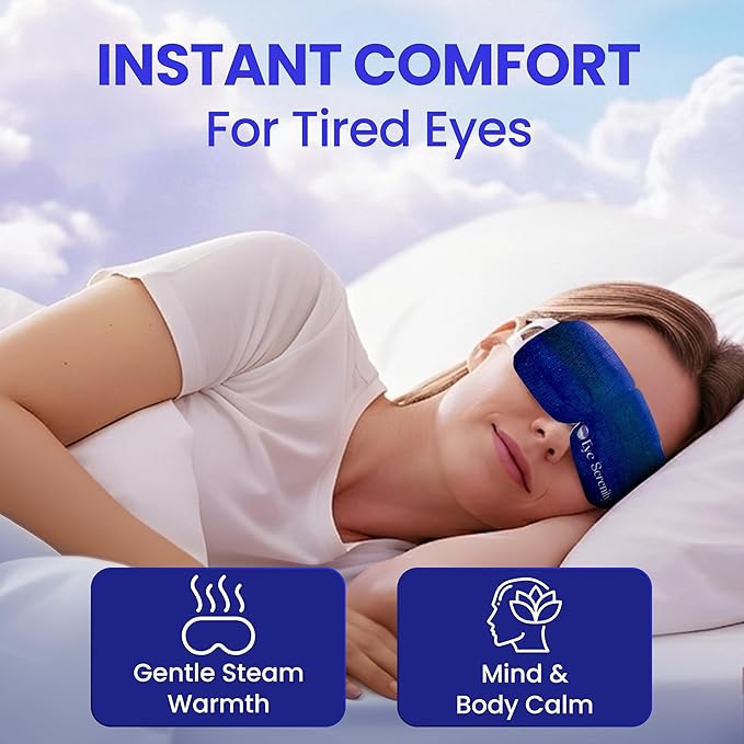 Steam Eye Mask by Eye Serenity Self-Heating Warm Compress, 30-Pack, Unscented, Dry Eye Relief, Perfect for Self-Care, Ideal for Office, Travel & Nightly Relaxation, Calm Sleep