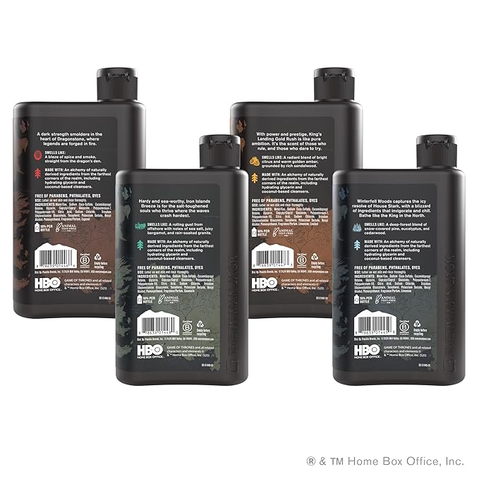 Every Man Jack Game of Thrones Collectors Body Wash Gift Set - Includes 4 Body Washes with Clean Ingredients & Westeros Inspired Scents