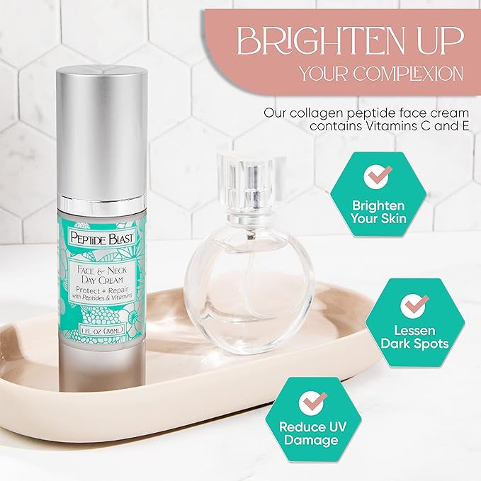St. Croix Products: Peptide Blast DAY CREAM Packed with Collagen Peptides, and Vitamins C & E – For Face & Neck - 1oz.
