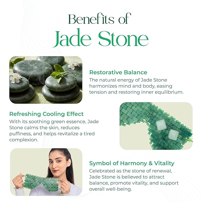 TeraRX® Jade Eye Mask for Facials – Authentic Jade Mask Beaded Facial Eye Covers with Adjustable Straps for Relaxation & Skincare – Natural Stone Relief for Puffiness, Dark Circles & Facial Tension
